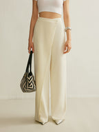 Women's Wrap Front Pants – Draped Palazzo Pants