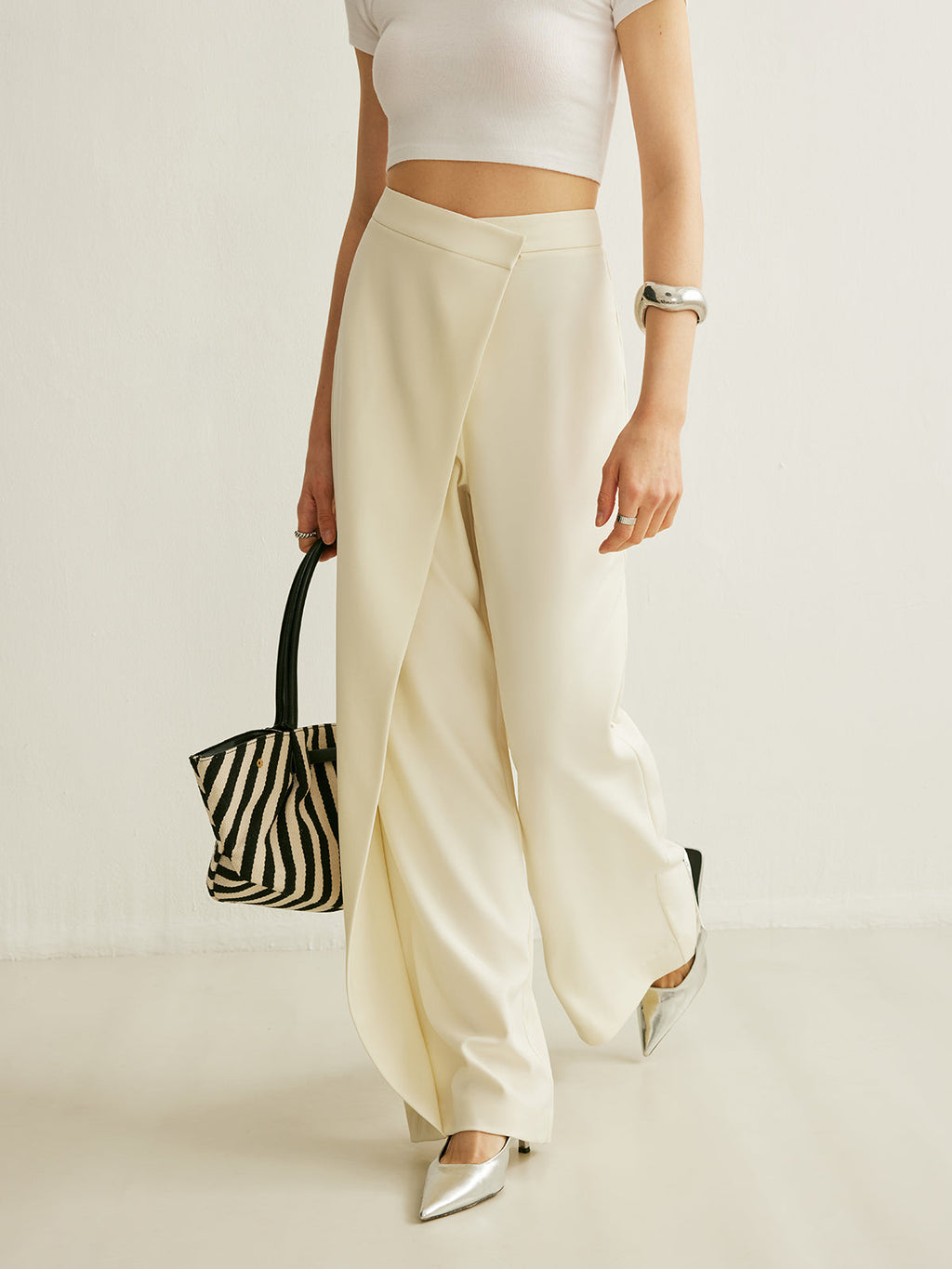 Women's Wrap Front Pants – Draped Palazzo Pants