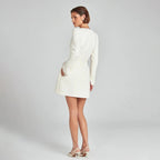 Women's Pearl Embellished Mini Dress – Fitted Cocktail Party Dress