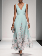 Women's Floral Wedding Guest Maxi Dress – Summer Flowy Occasion Dress