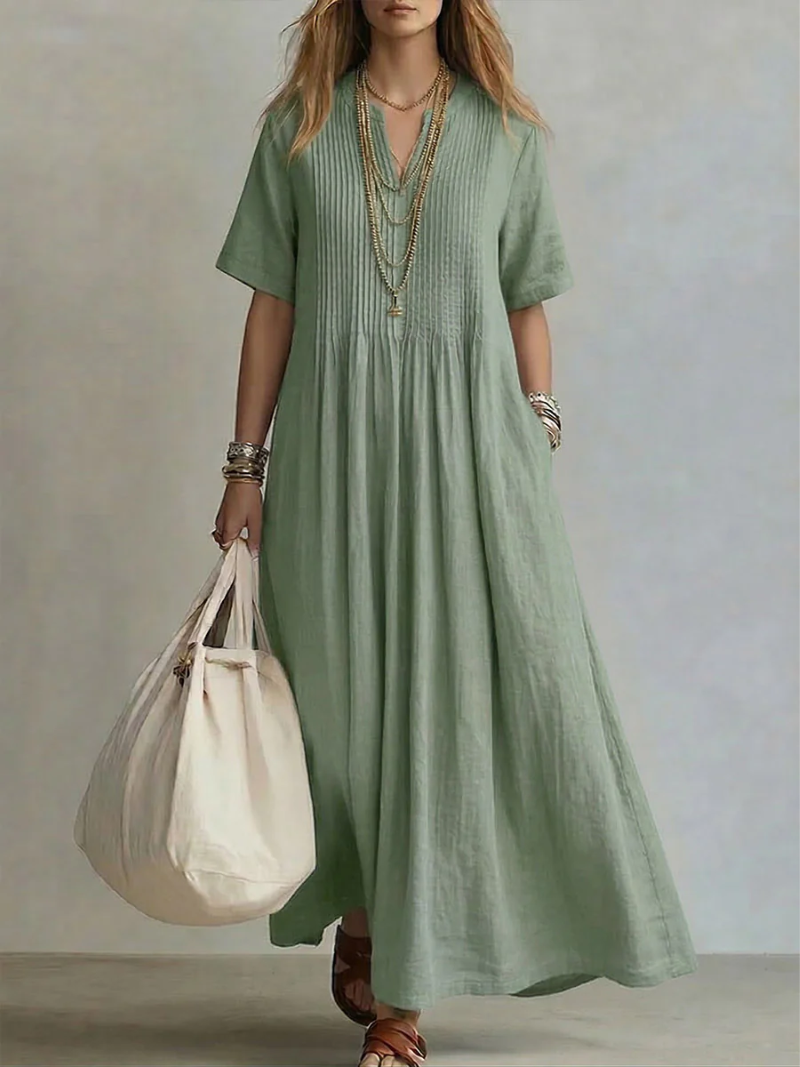 Women's Flowy Pleated Cocktail Dress – Feminine Formal Occasion Dress