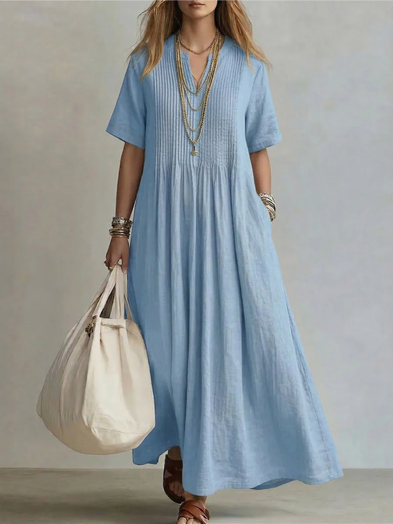 Women's Flowy Pleated Cocktail Dress – Feminine Formal Occasion Dress