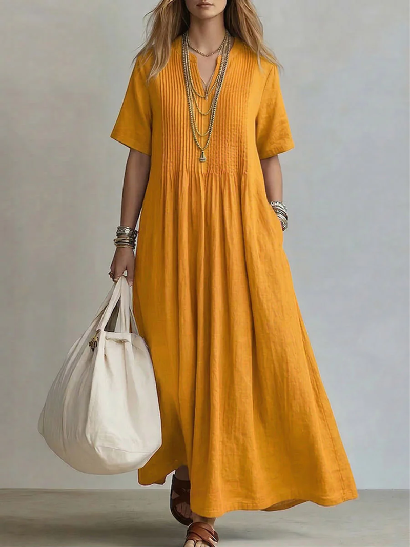 Women's Flowy Pleated Cocktail Dress – Feminine Formal Occasion Dress