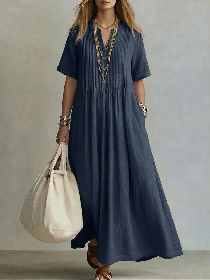 Women's Flowy Pleated Cocktail Dress – Feminine Formal Occasion Dress