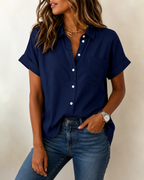 Women's Relaxed Button Blouse – Flowy Everyday Shirt Blouse
