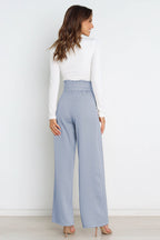 Women's Bow Tie Paperbag Waist Pants – High Rise Wide Leg Trousers