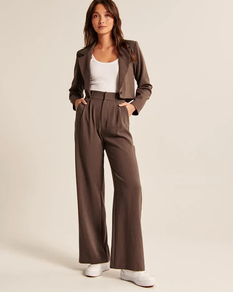 Women's Flowy Wide Leg Dress Pants – High Waist Tailored Trousers
