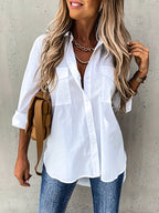 Women's Classic Button Blouse – Long Sleeve Everyday Blouse