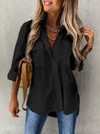 Women's Classic Button Blouse – Long Sleeve Everyday Blouse