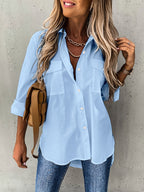 Women's Classic Button Blouse – Long Sleeve Everyday Blouse