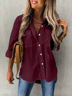 Women's Classic Button Blouse – Long Sleeve Everyday Blouse