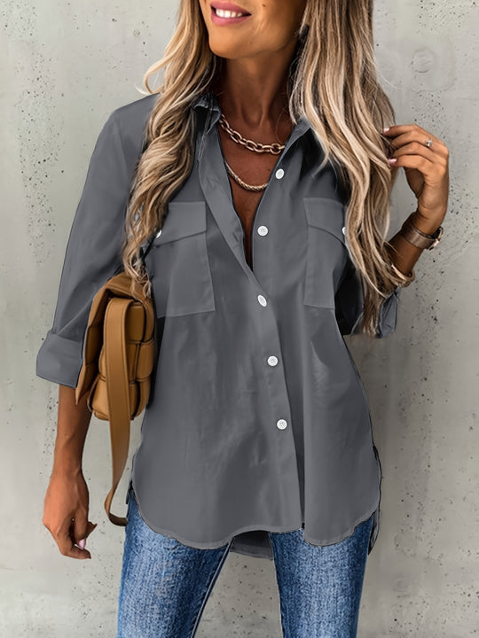 Women's Classic Button Blouse – Long Sleeve Everyday Blouse