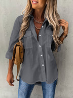 Women's Classic Button Blouse – Long Sleeve Everyday Blouse