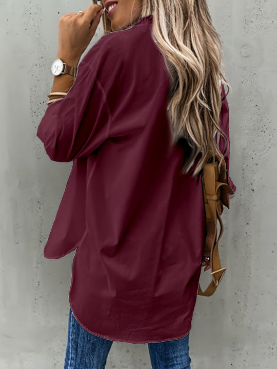 Women's Classic Button Blouse – Long Sleeve Everyday Blouse