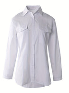 Women's Classic Button Blouse – Long Sleeve Everyday Blouse