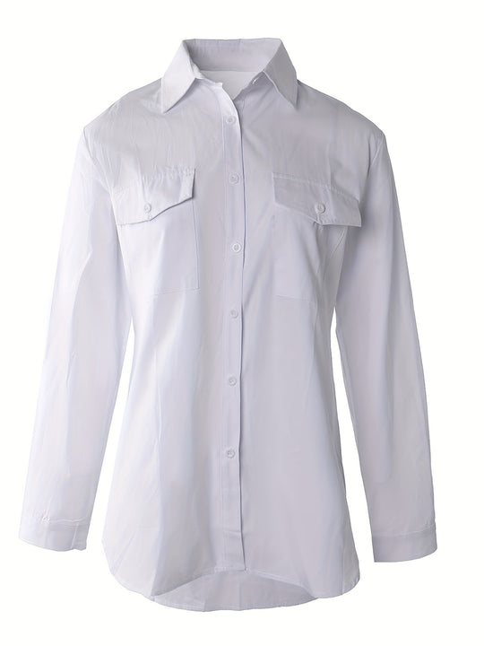 Women's Classic Button Blouse – Long Sleeve Everyday Blouse