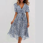 Women's Printed Occasion Midi Dress – Flowy Day-to-Night Dress