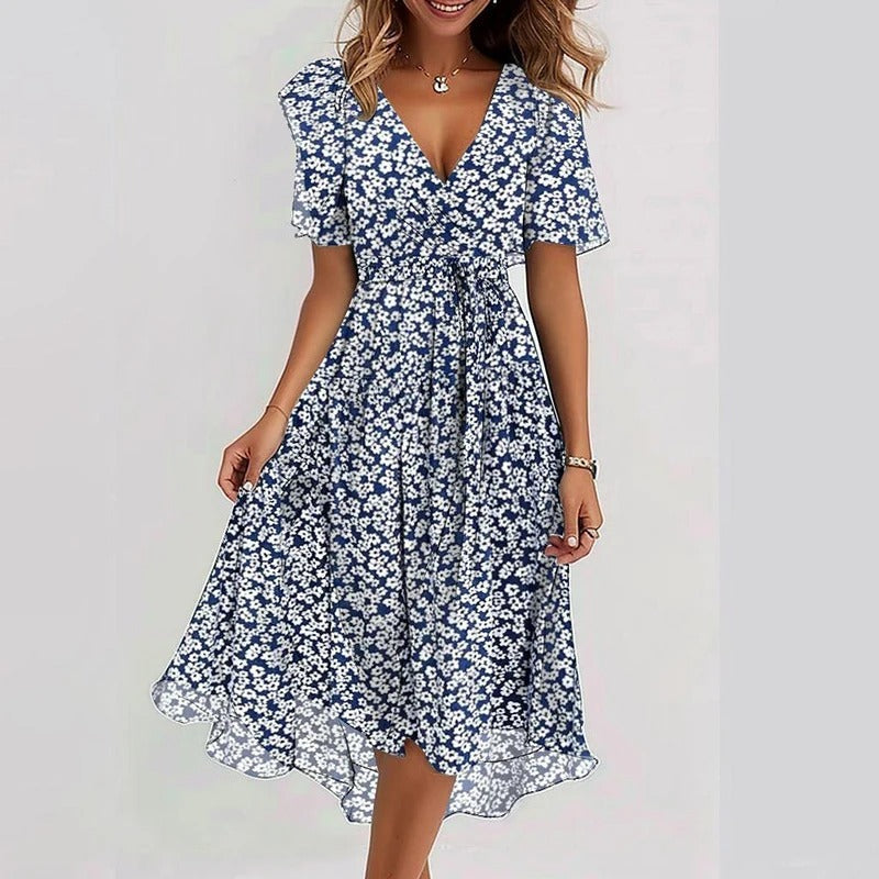Women's Printed Occasion Midi Dress – Flowy Day-to-Night Dress