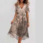 Women's Printed Occasion Midi Dress – Flowy Day-to-Night Dress