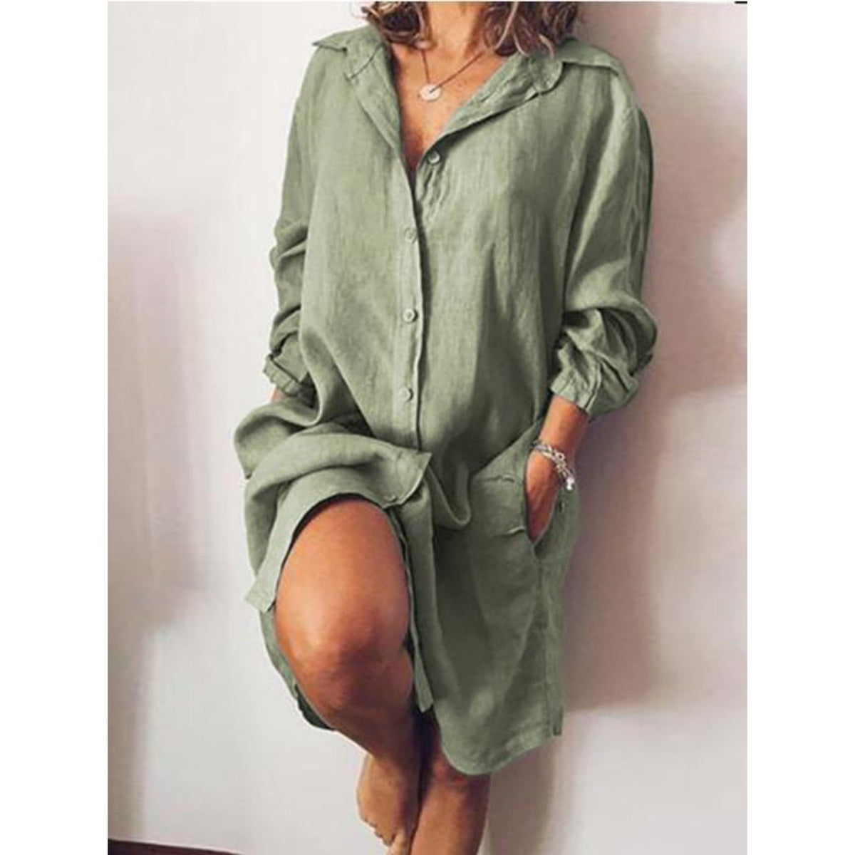 Women's Longline Tunic Blouse – Relaxed Button Front Shirt Blouse