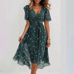 Women's Printed Occasion Midi Dress – Flowy Day-to-Night Dress