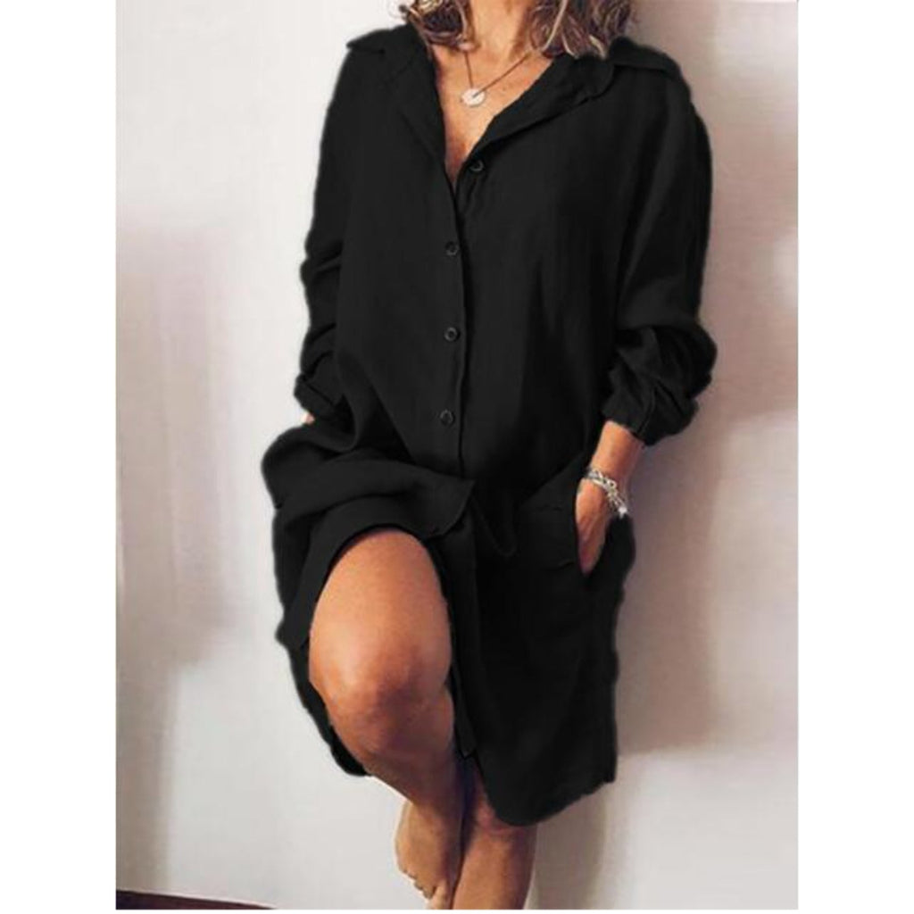 Women's Longline Tunic Blouse – Relaxed Button Front Shirt Blouse