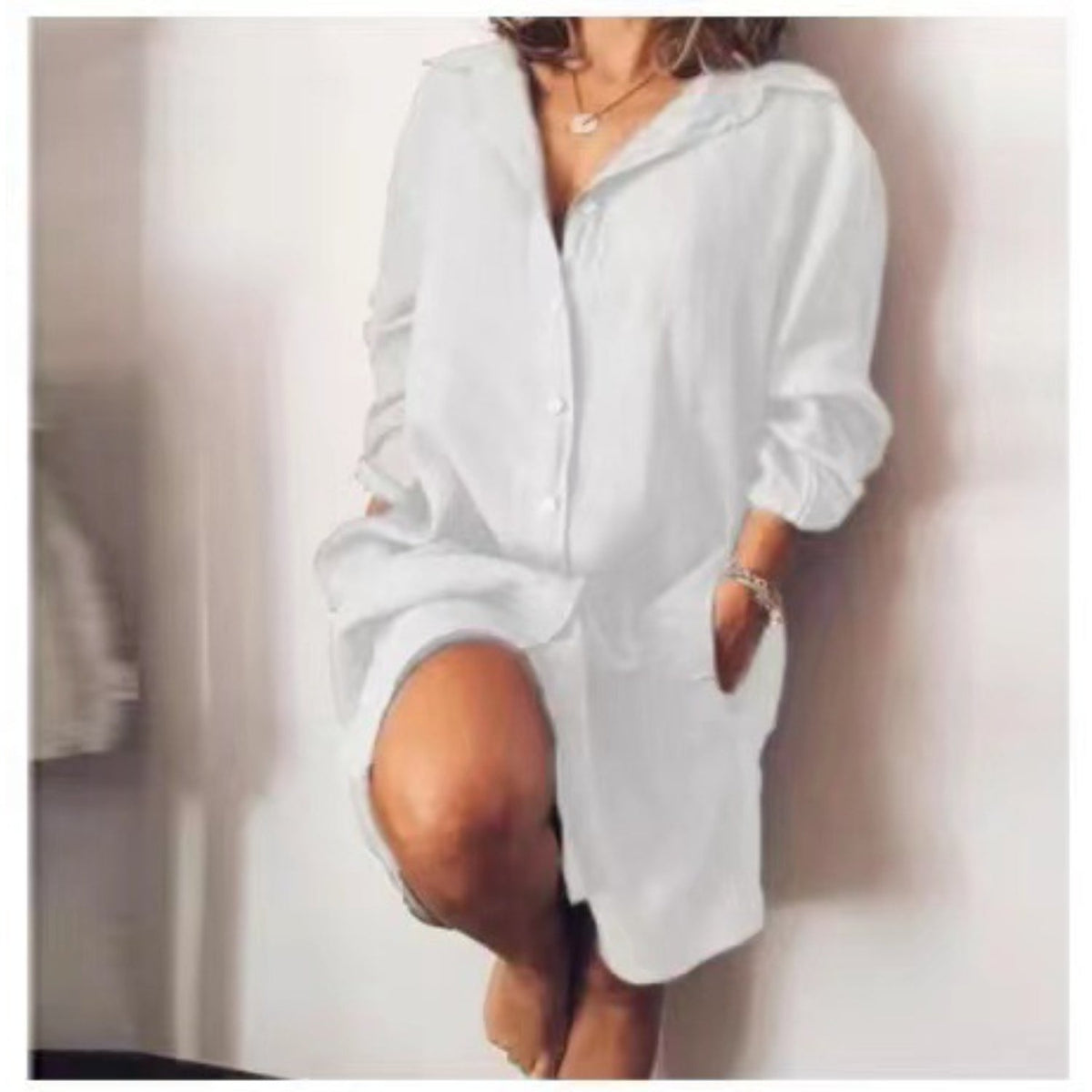 Women's Longline Tunic Blouse – Relaxed Button Front Shirt Blouse