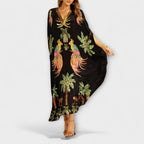 Women's Tropical Print Maxi Dress – Asymmetrical Resort Long Dress