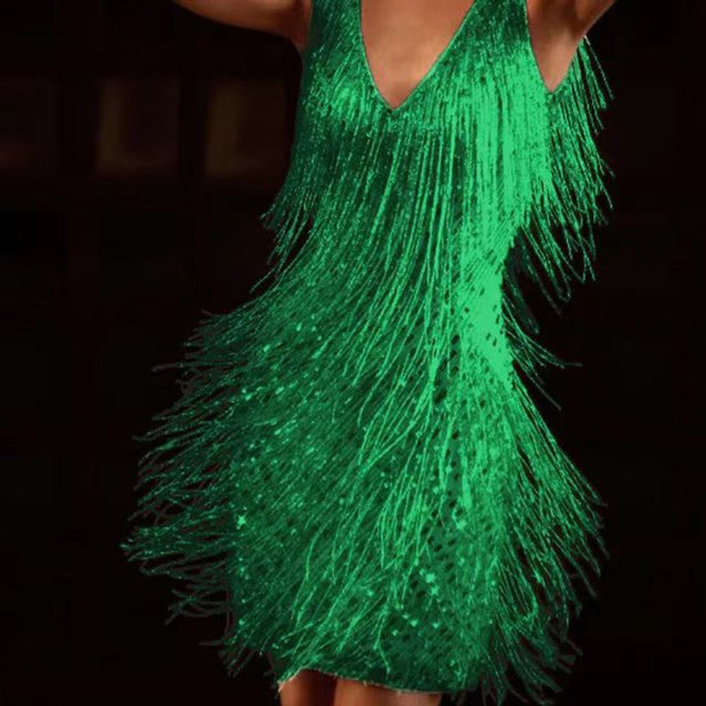 Women's Shimmer Fringe Mini Dress – Fitted Cocktail Party Dress
