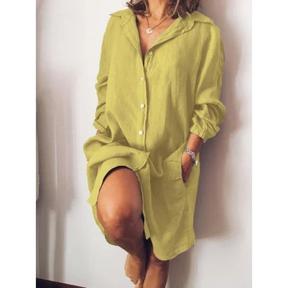 Women's Longline Tunic Blouse – Relaxed Button Front Shirt Blouse