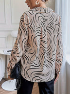 Women's Printed Long Sleeve Blouse – Relaxed Patterned Shirt Blouse