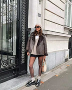 Women's Plush Lined Winter Jacket – Oversized Faux Leather Jacket
