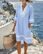 Women's Striped Summer Mini Dress – Short Sleeve Relaxed Dress