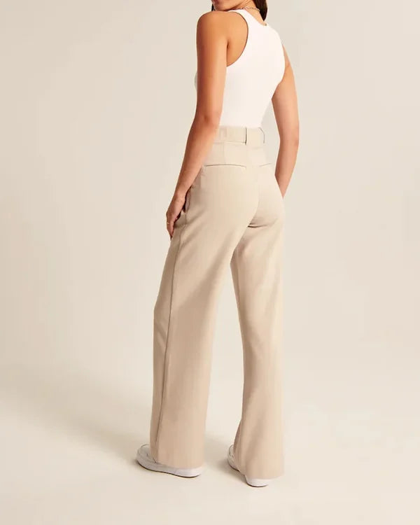 Women's Pleated Wide Leg Pants – High Waist Flowy Dress Trousers
