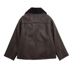 Women's Plush Lined Winter Jacket – Oversized Faux Leather Jacket