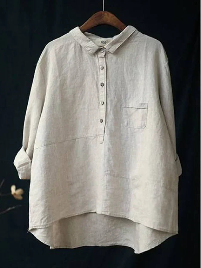 Women's Button Front Stand Collar Blouse – Long Sleeve Dressy Blouse