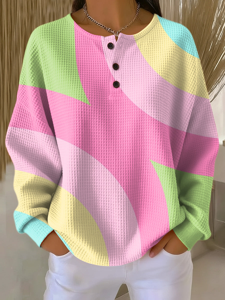 Women's Waffle Knit Pullover – Thermal Fleece Sweater