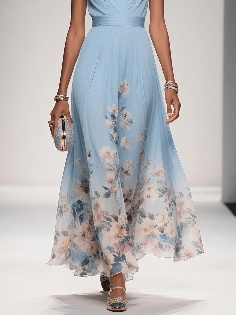 Women's Floral Wedding Guest Maxi Dress – Summer Flowy Occasion Dress