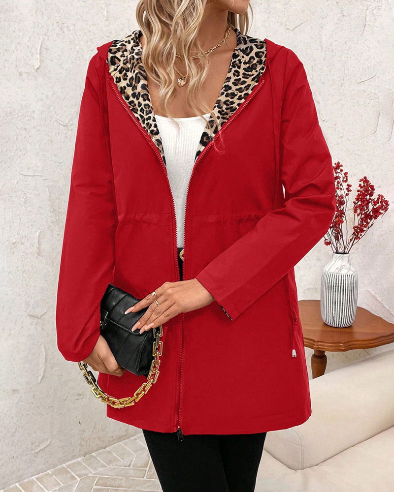 Women's Reversible Leopard Print Coat – Animal Print Statement Outerwear