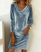 Women's Off-Shoulder Draped Maxi Dress – Flowy Formal Evening Gown