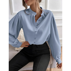 Women's Floral Print Collared Blouse – Shawl Collar Casual Blouse
