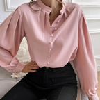 Women's Floral Print Collared Blouse – Shawl Collar Casual Blouse