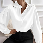Women's Floral Print Collared Blouse – Shawl Collar Casual Blouse