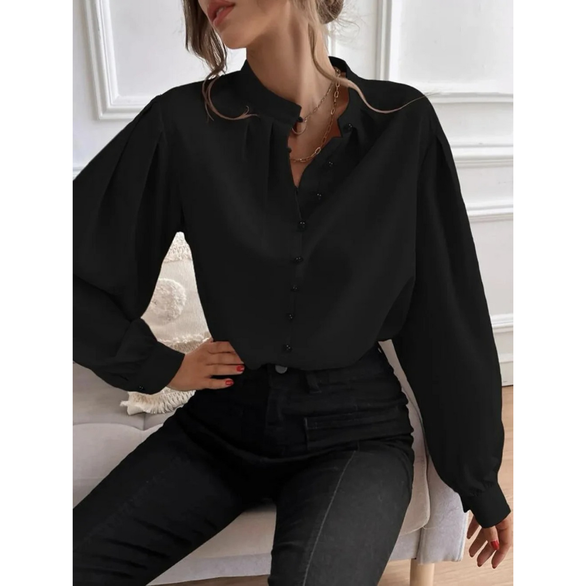 Women's Floral Print Collared Blouse – Shawl Collar Casual Blouse