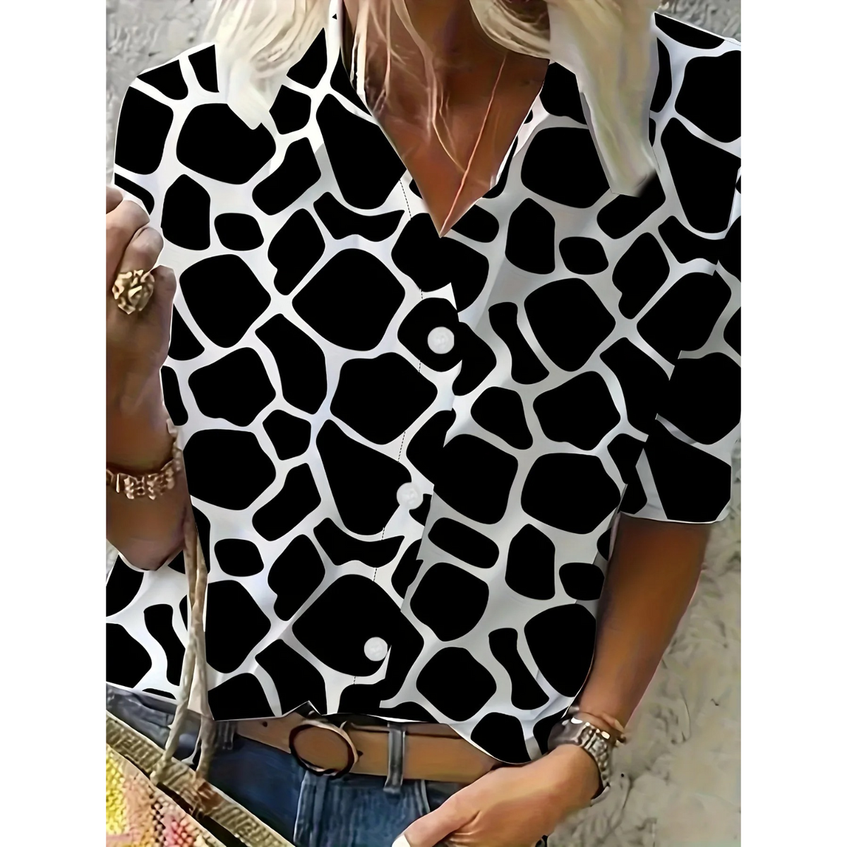 Women's Floral Print Collared Blouse – Shawl Collar Casual Blouse