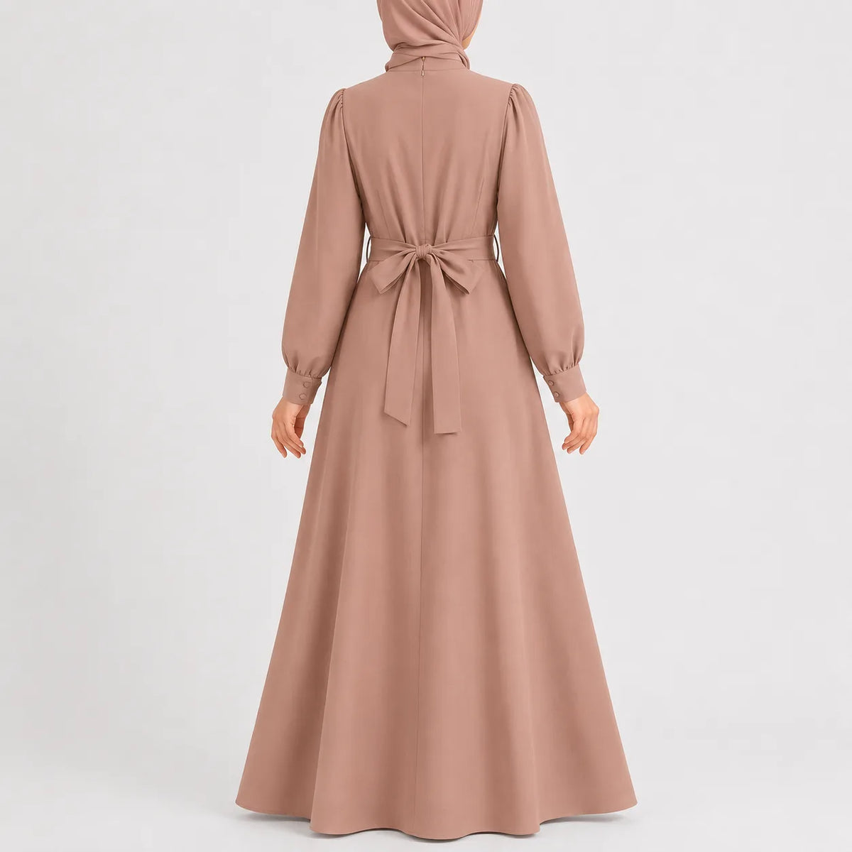 Women's High Waist Long Sleeve Maxi Dress – Mock Neck Flowy Dress