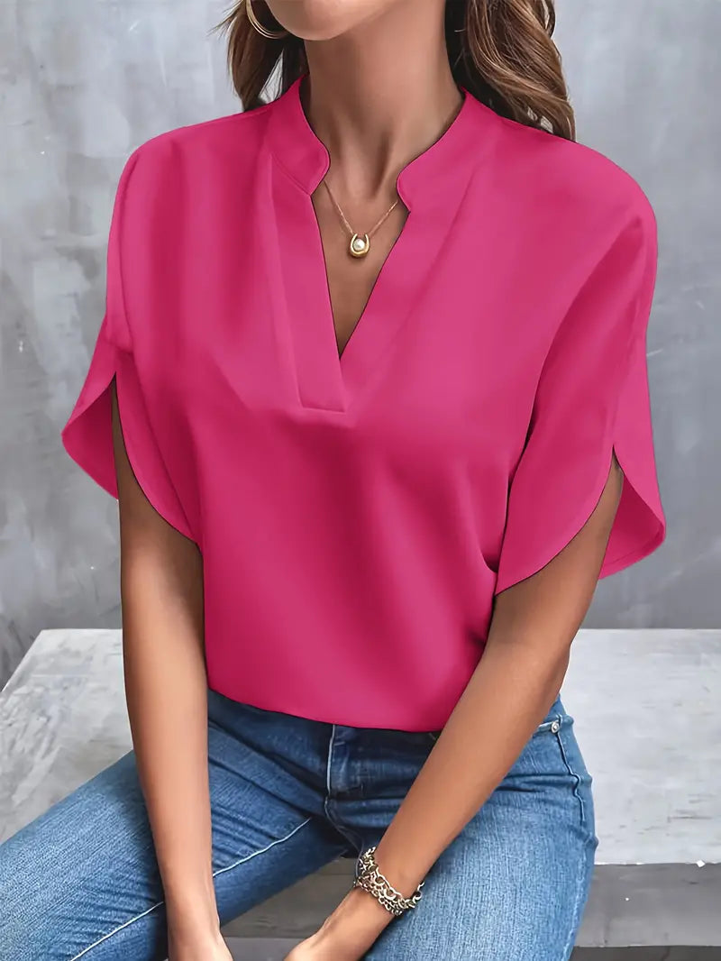 Women's Collared Relaxed Fit Blouse – Lightweight Button Front Blouse