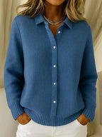 Women's Long Button Cardigan – Relaxed Fit Knit Cardigan