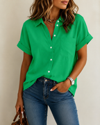 Women's Relaxed Button Blouse – Flowy Everyday Shirt Blouse