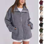 Women's Oversized Fleece Winter Jacket – Warm Zip-Up Jacket